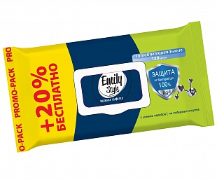 Emily Style Влажные салфетки Антибактериальные 120 шт., упаковка с крышкой